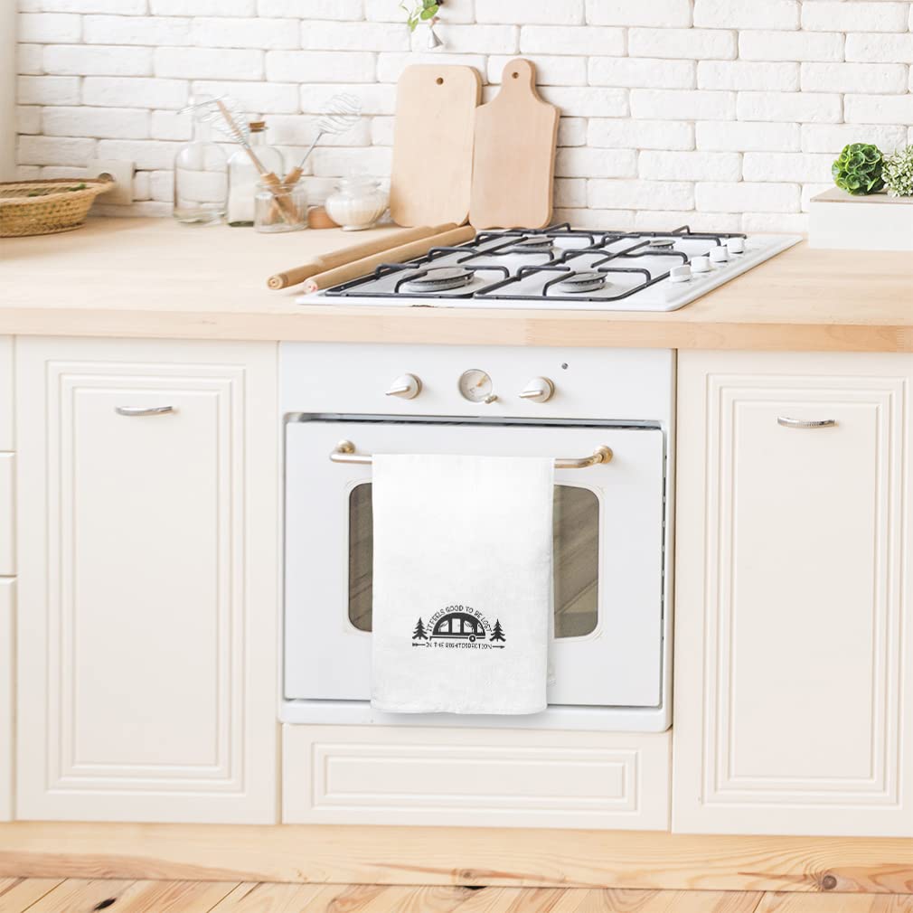 Mother's Day Decor Flour Sack Kitchen Towels - Soft & Absorbent Dish Towels for Camping, Cleaning & Home Use - 'It Feels Good to Be Lost in The Right Direction' Design
