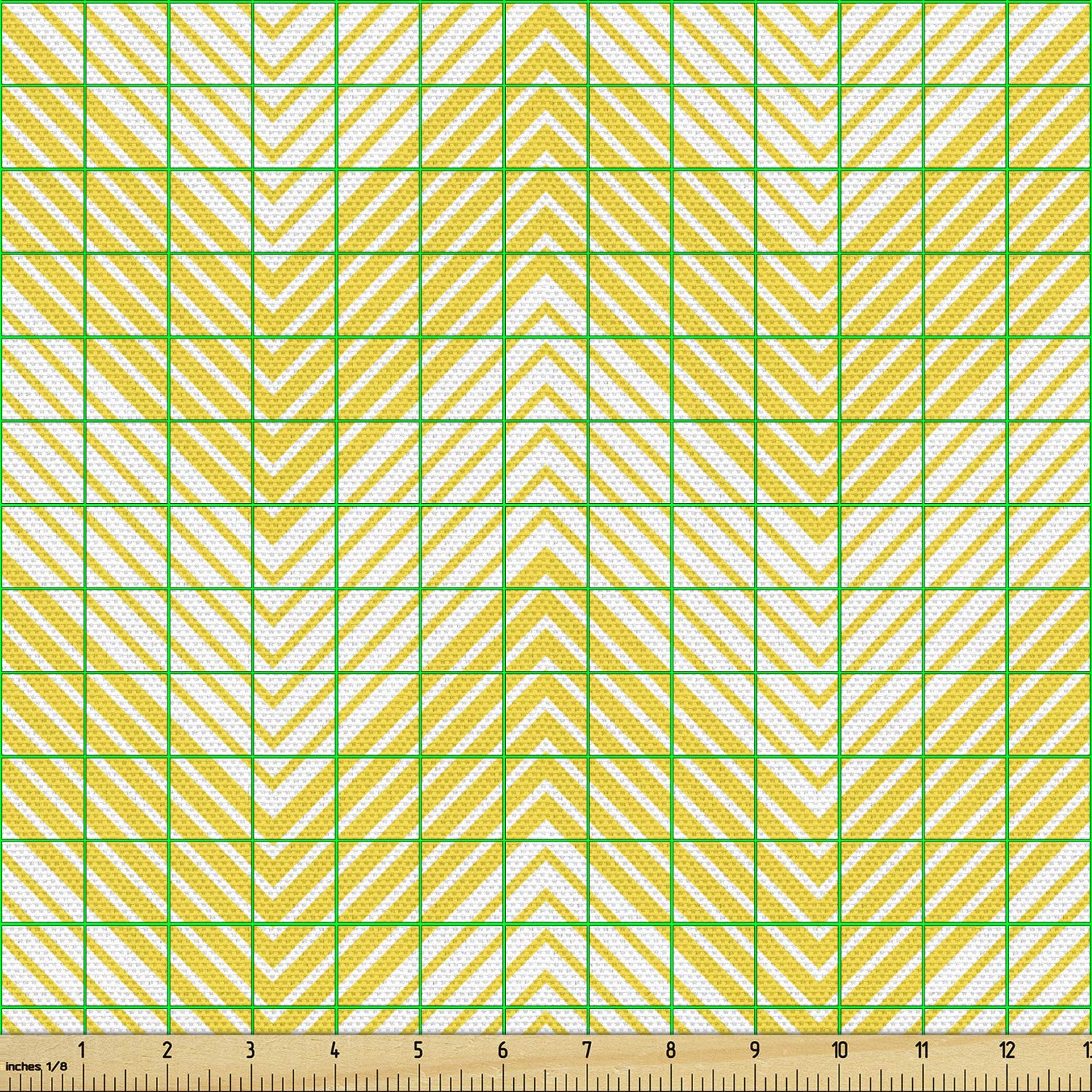 Ambesonne Chevron Fabric - Yellow & Pale Yellow Geometric Stripes for Upholstery & Home Decor