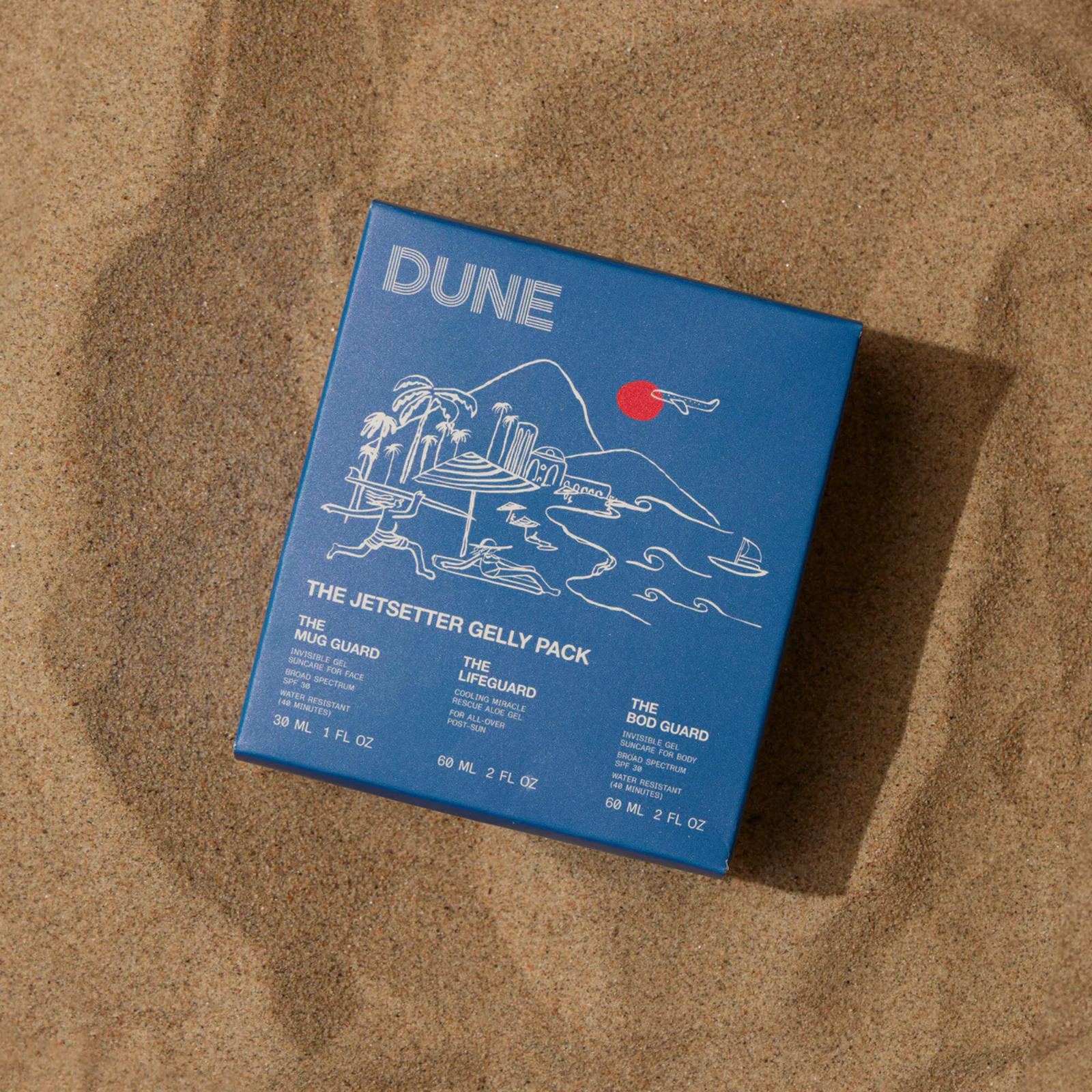 Dune Suncare The Jetsetter Gelly Pack Travel Sunscreen Minis - TSA Approved SPF 30 Sunscreen for Face & Body - Perfect for Beach, Vacation & Outdoor Activities