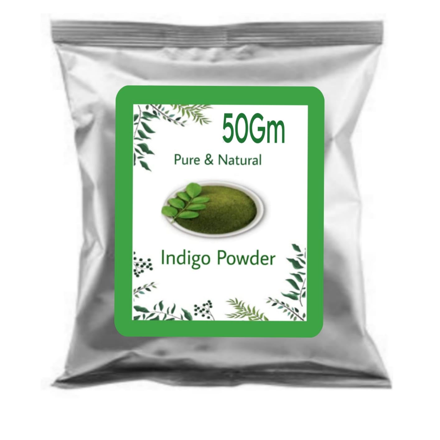 Organic Indigo Powder (Indigofera Tinctoria) - 100% Pure Natural Hair Dye for Black & Brown Hair Coloring, Safe Beard Colorant, Vegan & Chemical-Free (50g) - Perfect for DIY Hair Coloring at Home & Organic Beauty Treatments