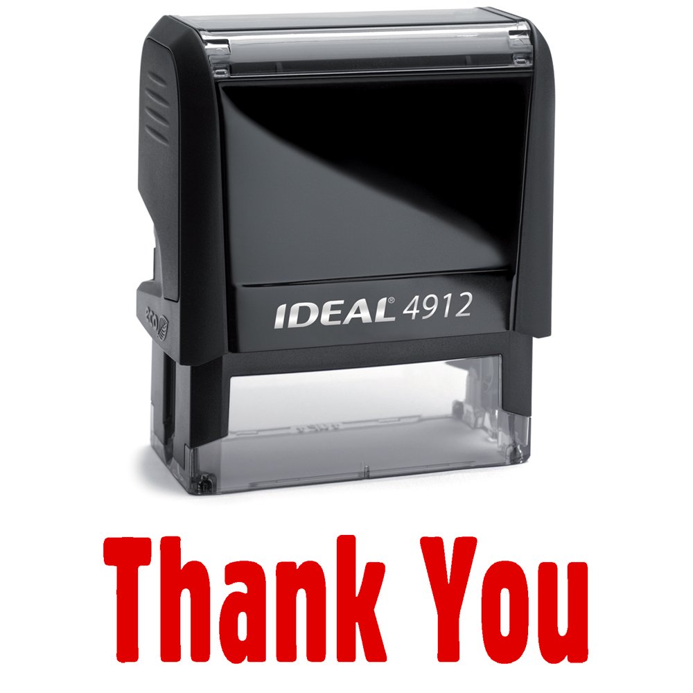 THANK YOU II Red Self-Inking Rubber Stamp for Office Use - Perfect for Business Documents, Mail, Certificates & Thank You Cards