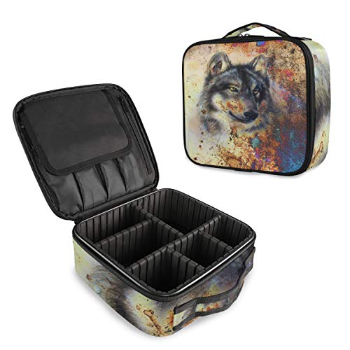 Waterproof Wolf Makeup Train Case with Dividers - Travel & Storage Organizer