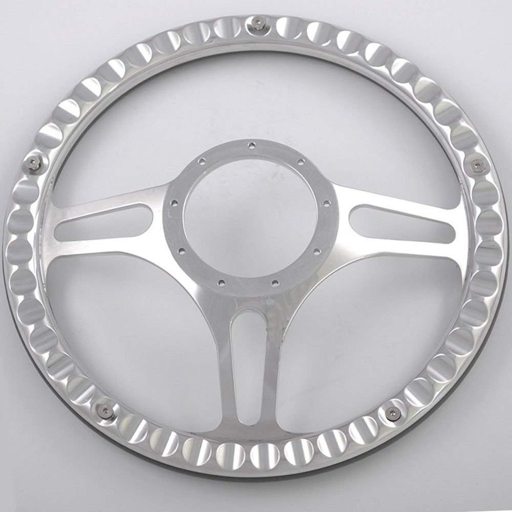 Flashpower 14 Inch Billet Aluminum Half Wrap Steering Wheel - 9 Bolt Design with 2 Inch Dish & Horn Button (Tan) - Perfect for Off-Road Trucks, Jeeps & Custom Car Builds