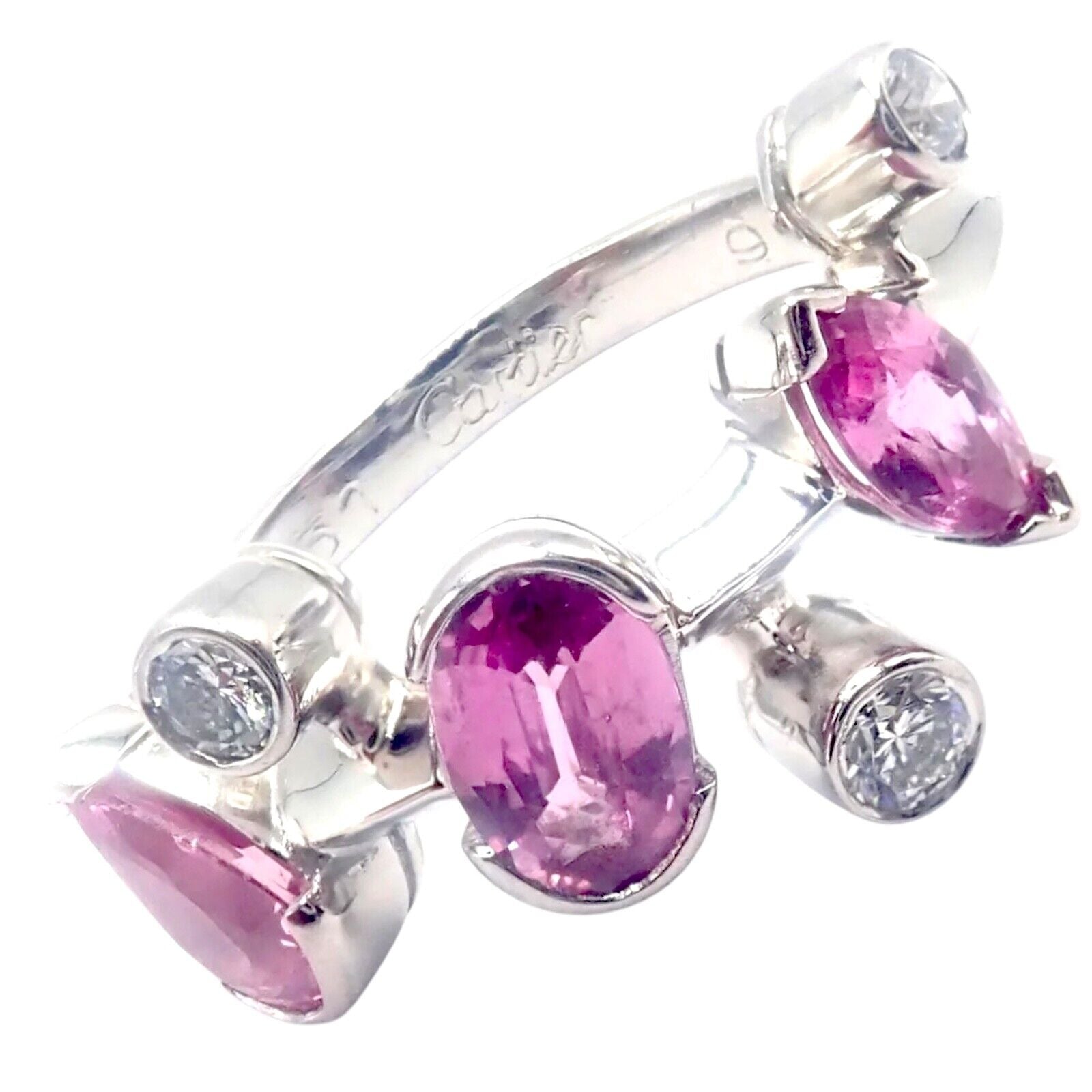 Authentic Cartier Meli Melo Platinum Diamond & Pink Sapphire Band Ring with Certificate - Perfect for Engagement, Anniversary & Luxury Gift Giving