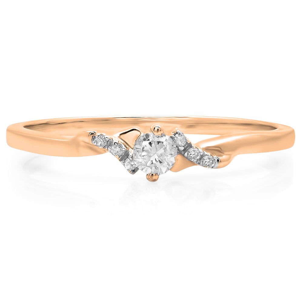 Dazzlingrock 10k Solid Gold Round Diamond Engagement Ring for Women - 0.18 Cttw Bridal Promise Ring | Perfect for Proposals, Anniversaries & Special Occasions