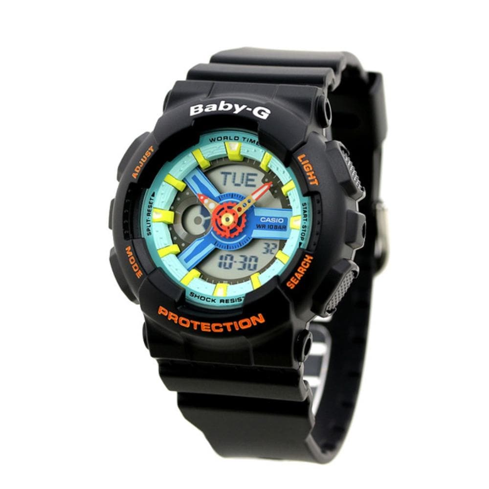 CASIO BABY-G BA-110NR-1ADR Digital Quartz Watch for Women - Black Resin Band, Shock Resistant, Water Resistant 200M - Perfect for Sports, Swimming & Outdoor Activities