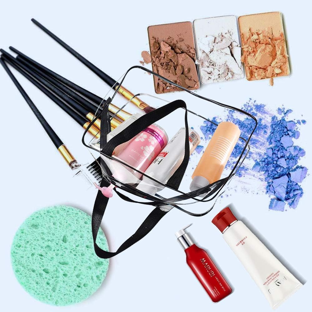**DIVHUK 3-Piece Clear Plastic Cosmetic Bag Set - Waterproof Travel Toiletry Pouch with Zipper & Handle for Makeup Brushes & Essentials - Perfect for Women's Air Travel, Gym, and Daily Organization (Transparent)**
