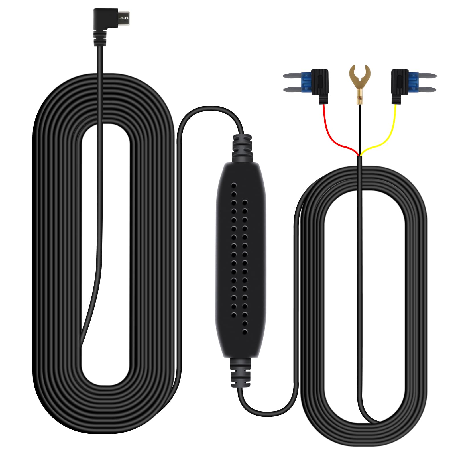 Vtopek Mirror Dash Cam Hardwire Kit with TYPE-C/USB-C Port - 12V-24V to 5V Car Charger Power Cord (3M Cable) for Dash Camera & Rear View Mirror - Perfect for Continuous Recording, Parking Mode & Enhanced Vehicle Security