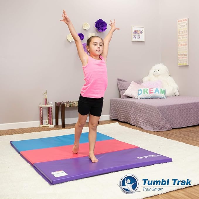 Tumbl Trak Folding Gymnastics Mat - Portable Tumbling Panel for Home & Gym Training - Perfect for Kids, Cheerleading & Gymnastics Practice