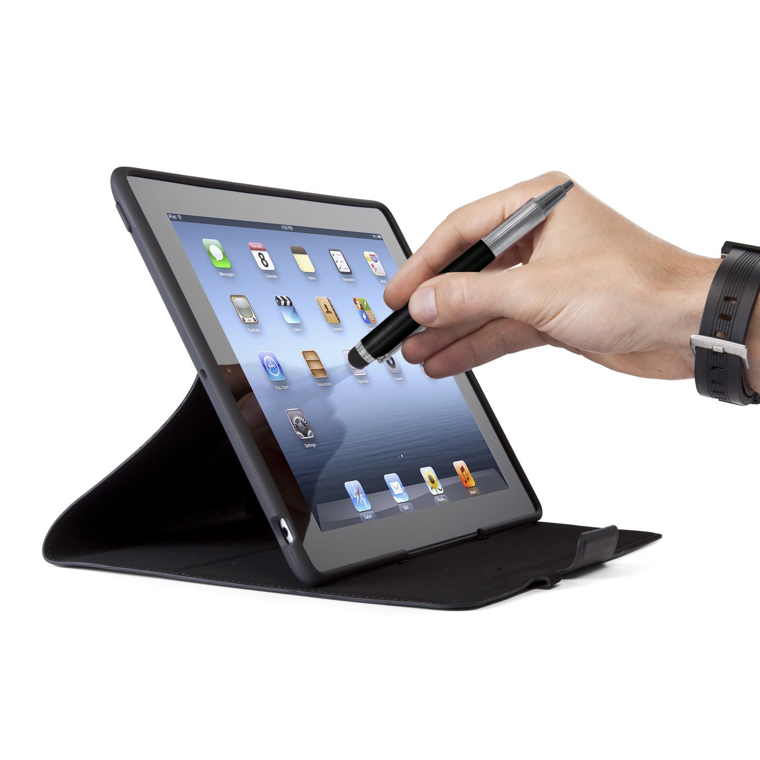 Retractable Travel Stylus & Ballpoint Pen - VE-1304-BLK - Dual Function Touchscreen & Writing Pen for iPad, iPhone, Android - Perfect for Business, Travel & Note-Taking
