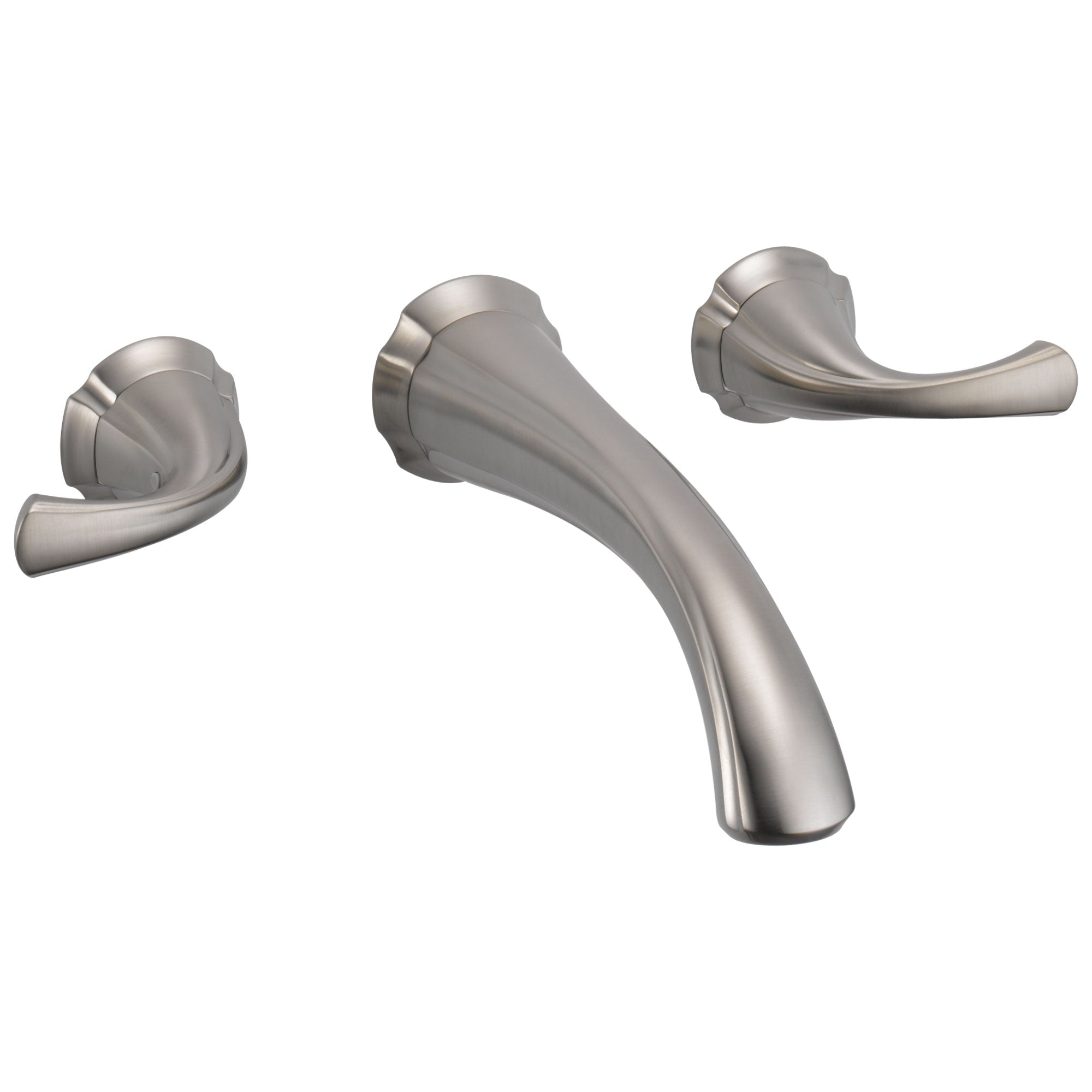 Delta Addison Collection Stainless Steel Finish Contemporary Two-Handle Wall-Mount Bathroom Sink Faucet with Rough-In Valve D2086V - Perfect for Modern Bathrooms and Powder Rooms