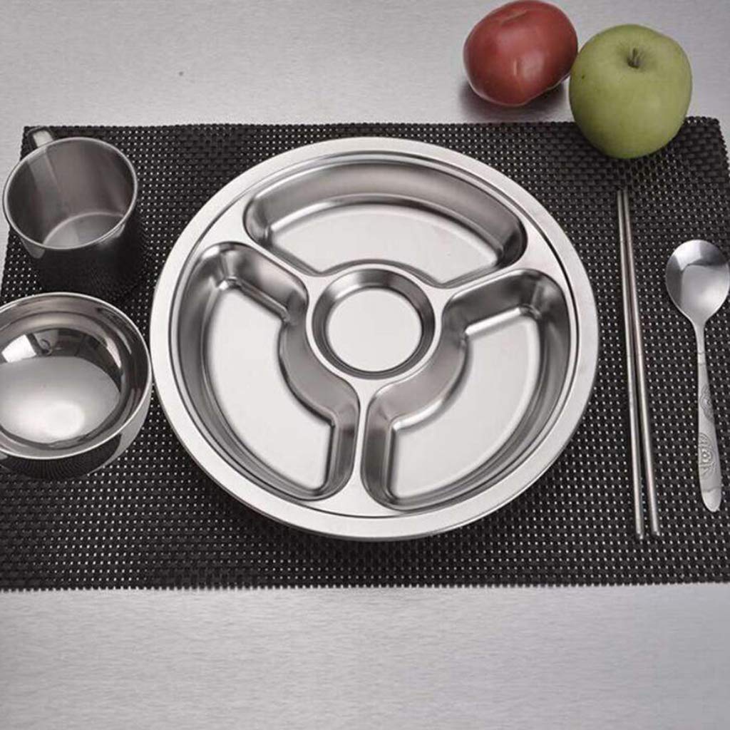 Stainless Steel Divided Food Tray - 3 Compartment Dinner Plate for Camping, Picnic, School & Office | Durable Snack Serving Dish for Outdoor Activities, Cafeteria & Home Use