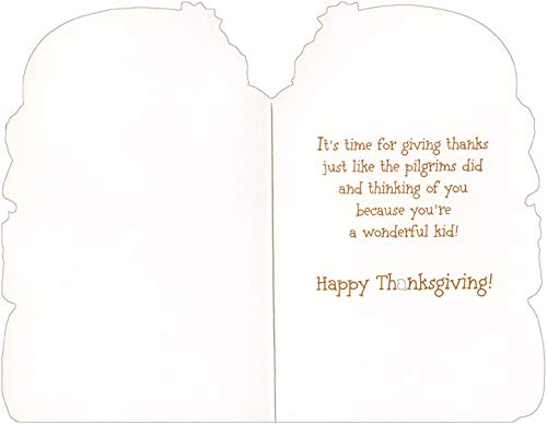 Yellow Hat Bear Thanksgiving Greeting Card for Kids - Perfect for Children's Holiday Parties, Classroom Activities & Family Gatherings