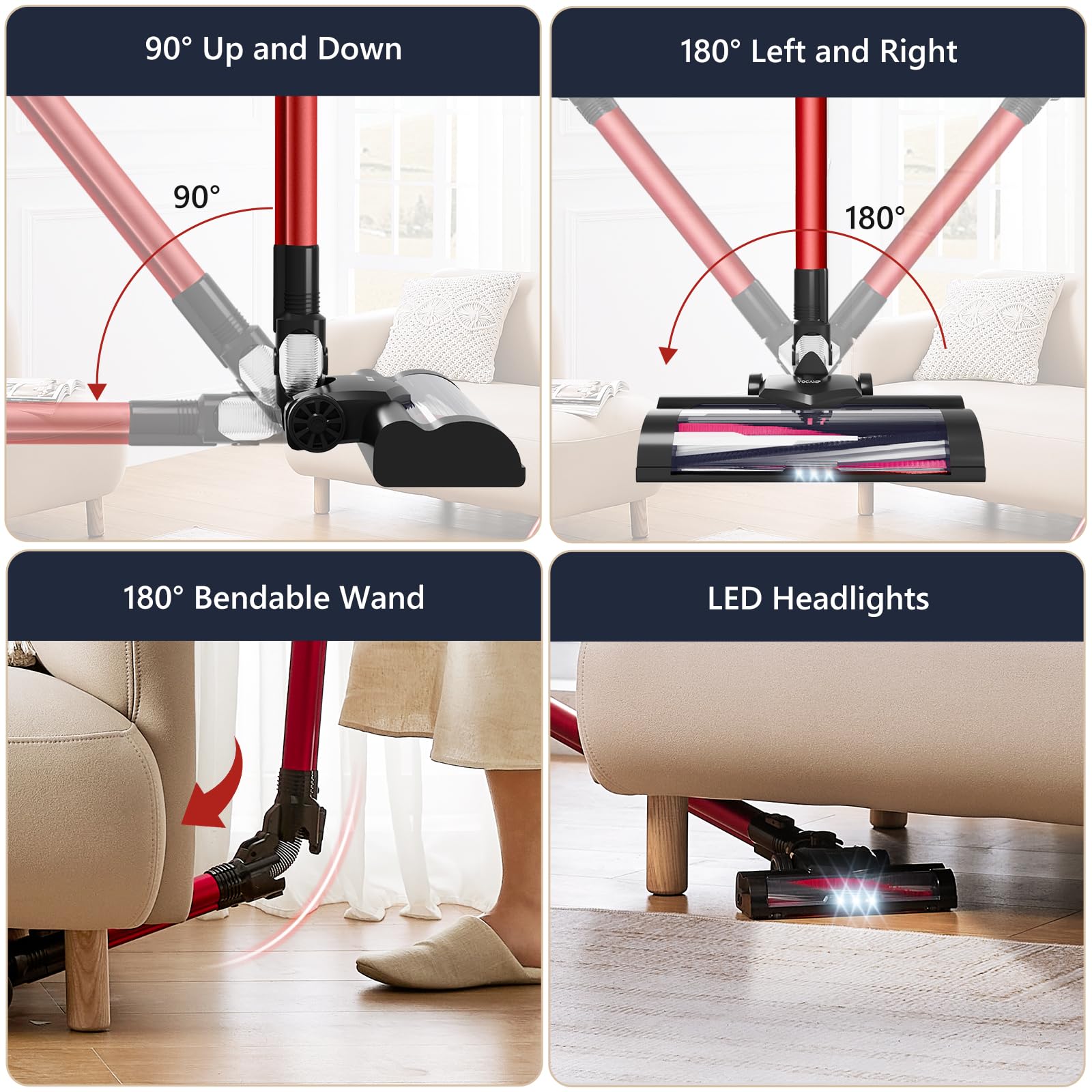 Powerful Cordless Stick Vacuum Cleaner with 2000mAh Battery - 40Min Runtime, 4-in-1 Lightweight Handheld Vacuum for Hardwood Floors, Carpets & Pet Hair - Perfect for Home Cleaning & Pet Owners