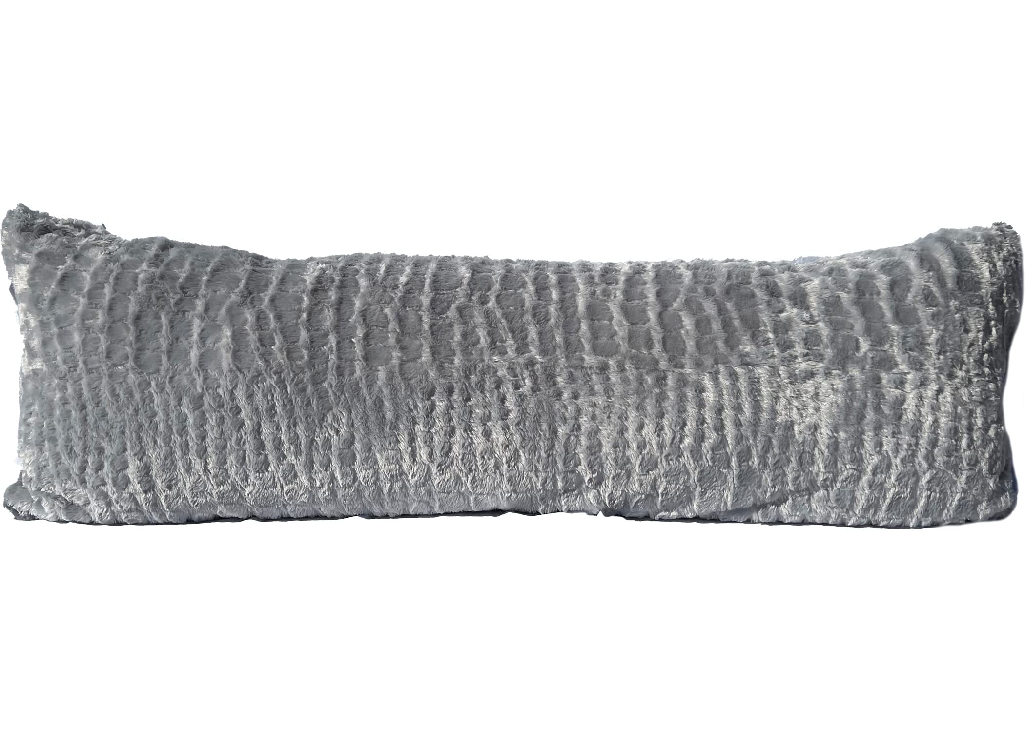 Pillowtex Plush Body Pillow Cover - Soft Fuzzy Pillow Case 20x54 Inches Light Grey | Cozy Hugging Pillow for Bed, Sofa & Travel