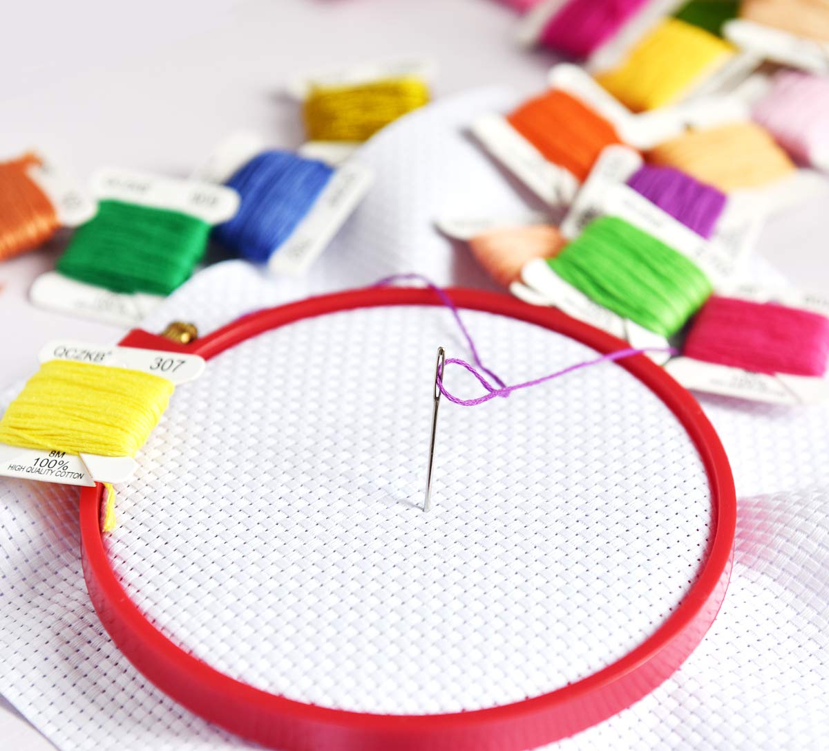 50-Piece Rainbow Embroidery Floss Set for Cross Stitch & Friendship Bracelets - Includes 8m Mercerized Thread & 2 Metallic Threads - Perfect for DIY Crafts, Needlework & Handmade Jewelry Making