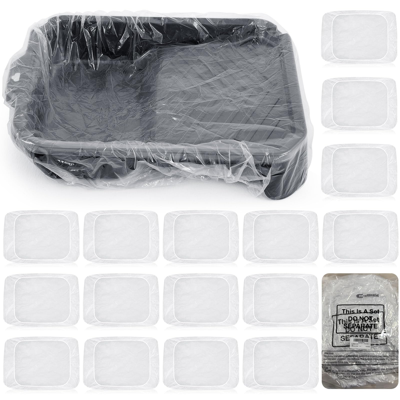 20 Pcs Heavy Duty Disposable Paint Tray Liners - 18 Inch Paint Roller Tray Liners for Easy Cleanup, Paint Pan Liners for Professional & DIY Painting Projects - Perfect for Home Renovation, Wall Painting & Craft Projects