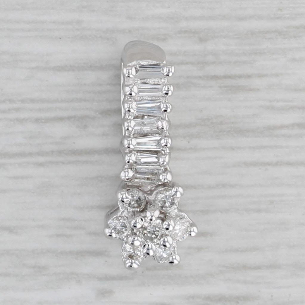 0.20ctw Diamond Cluster Flower Pendant Necklace - 14k White Gold Drop Chain - Elegant Jewelry Gift for Women - Perfect for Weddings, Anniversaries & Special Occasions