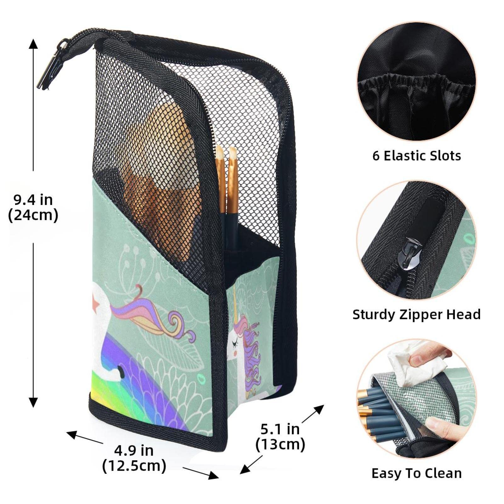 Rainbow Unicorn Makeup Brush Organizer Bag with 12 Slots - Portable Travel Cosmetic Brush Holder Case for Professional & Home Makeup Artists - Perfect for Travel, Vanity, and Salon Use