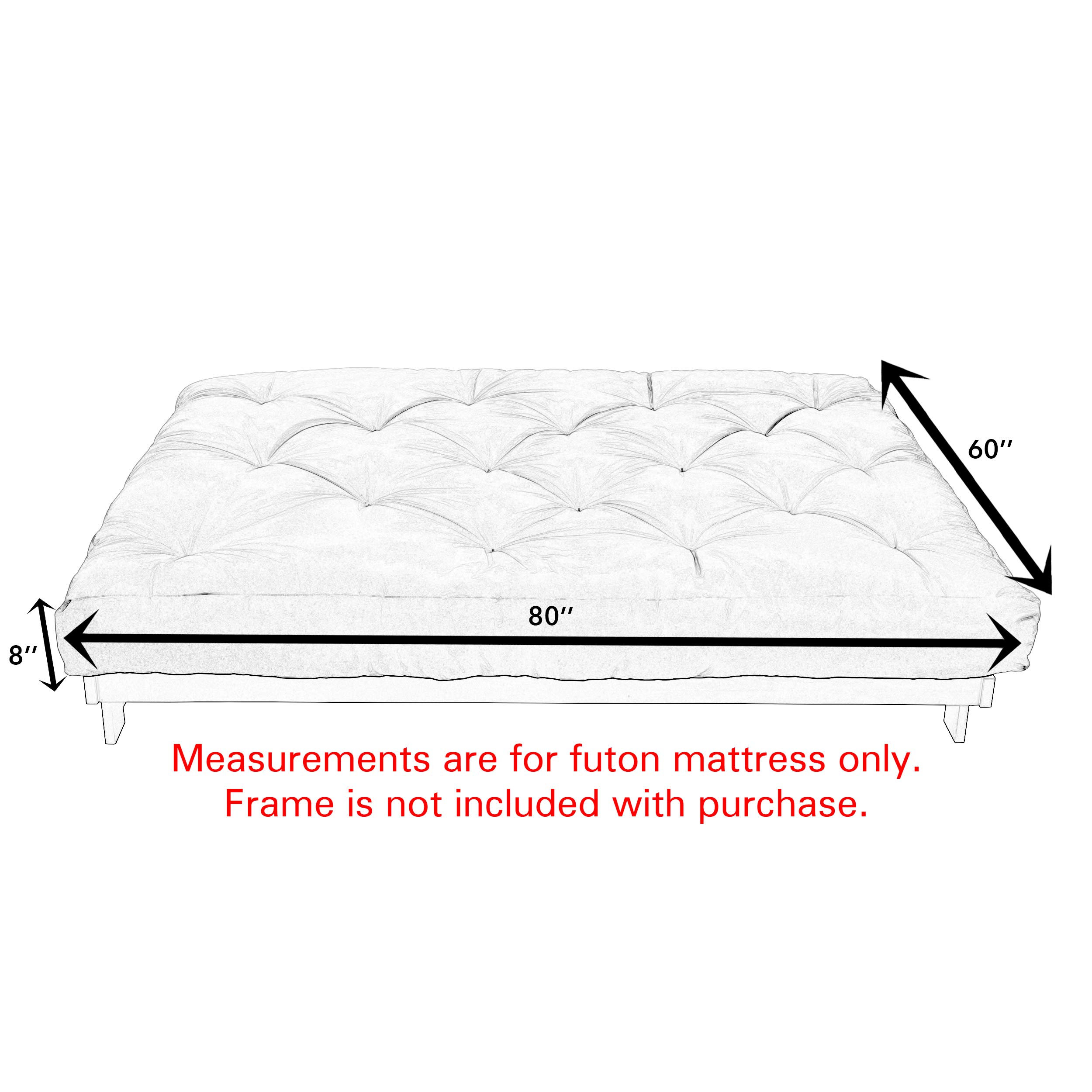 Mozaic Queen Size 8-Inch Thick Futon Mattress in Granite Grey - Perfect for Guest Rooms, Dormitories & Small Space Living