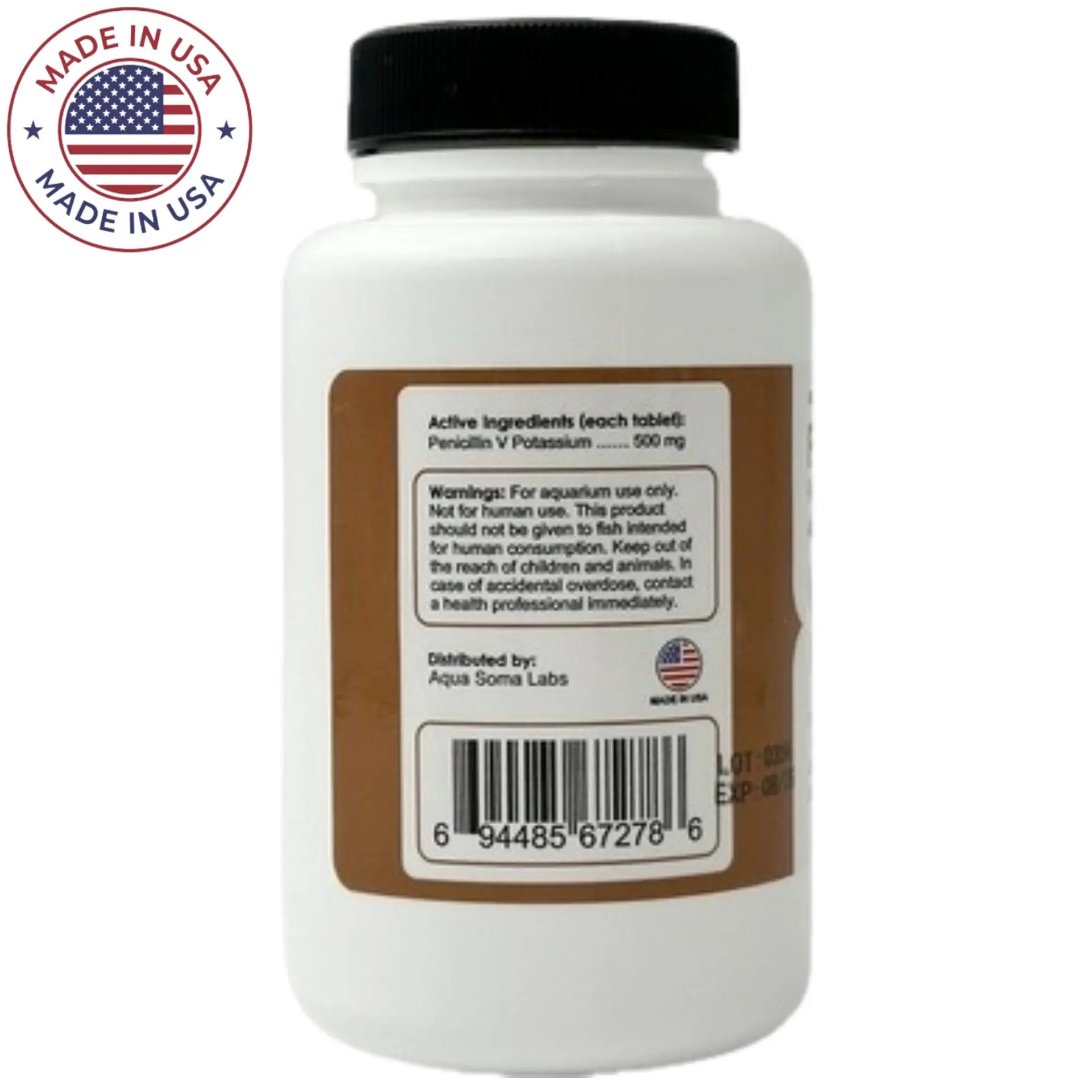 Fish Aid Penicillin 500mg Fish Antibiotics - 60 Tablets for Aquarium & Pond Fish Treatment - Prevent Bacterial Infections in Freshwater & Saltwater Fish