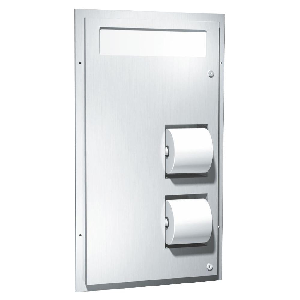ASI 0484 HC Dual Access Toilet Paper & Seat Cover Dispenser - Partition Mounted ADA Compliant for Handicapped Accessible Restrooms - Satin Finish for Commercial & Public Restroom Use