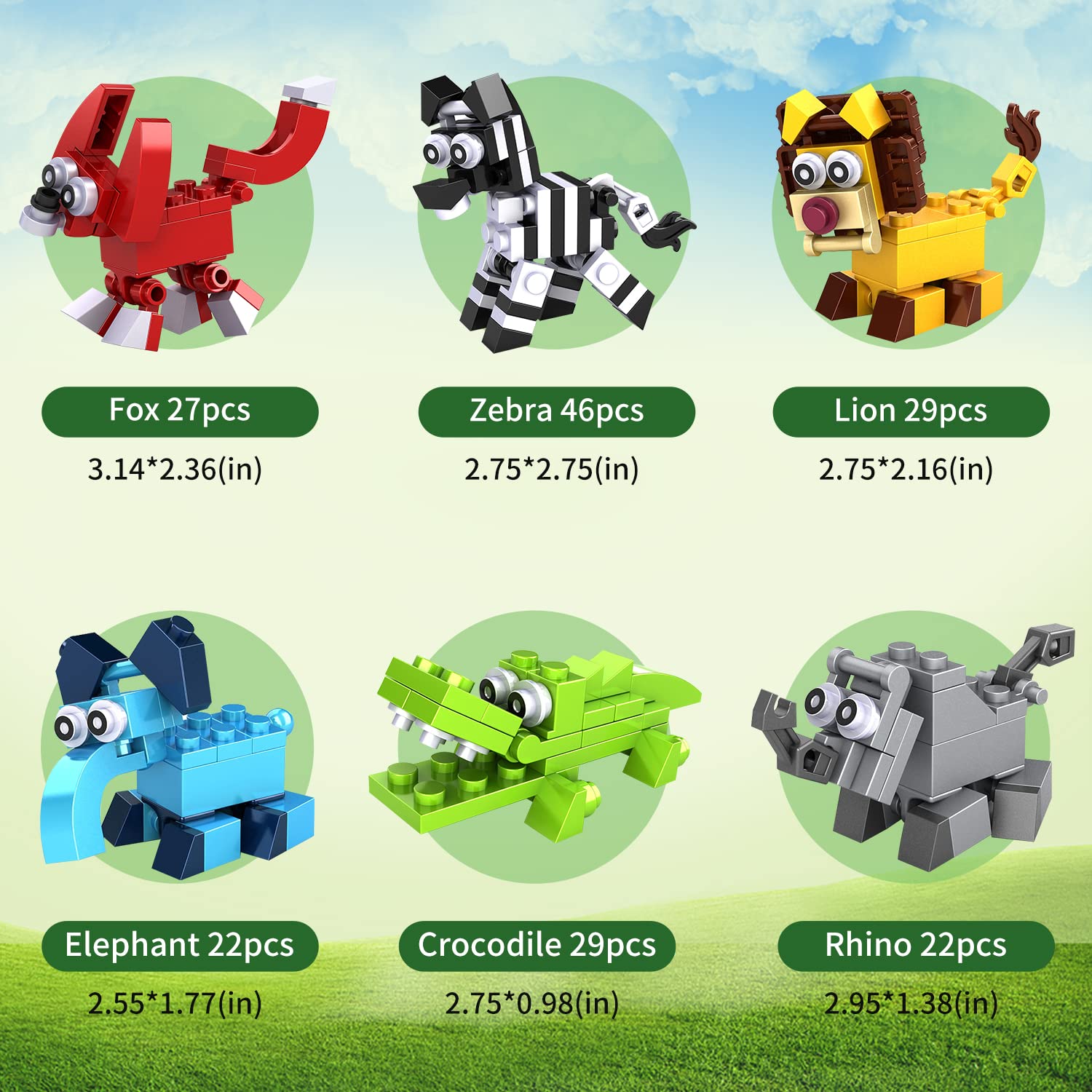 12 in 1 Pre-Filled Animal Building Block Set - 12 Pcs Mini STEM Construction Toys for Kids | Creative Educational Classroom Prizes, Birthday Party Favors, Carnival Gifts & Goodie Bag Fillers | Perfect for STEM Learning, Group Play & Gift-Giving Occasions