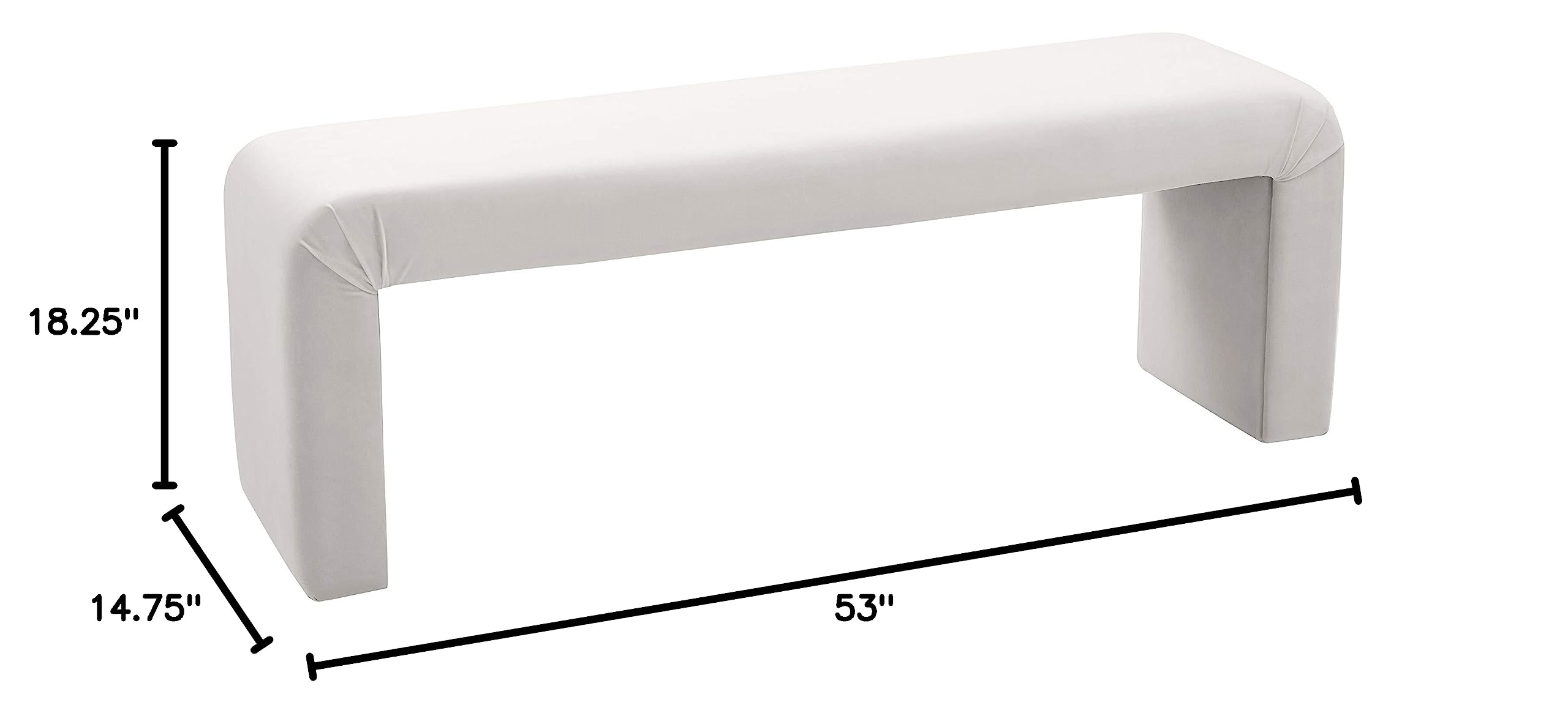 Meridian Furniture Minimalist Modern Velvet Upholstered Bench - 53