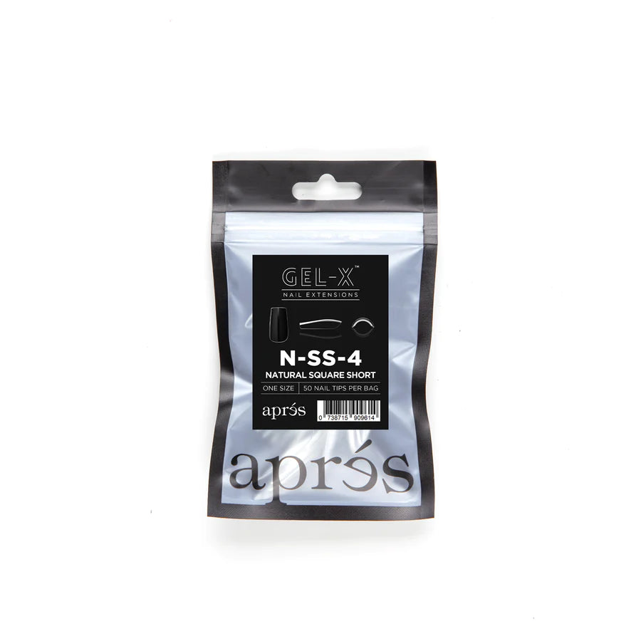 Apres Gel X Tips 50pc - Natural Short Square Nail Extensions for Easy DIY Manicures at Home | Salon-Quality Press-On Nails for Women