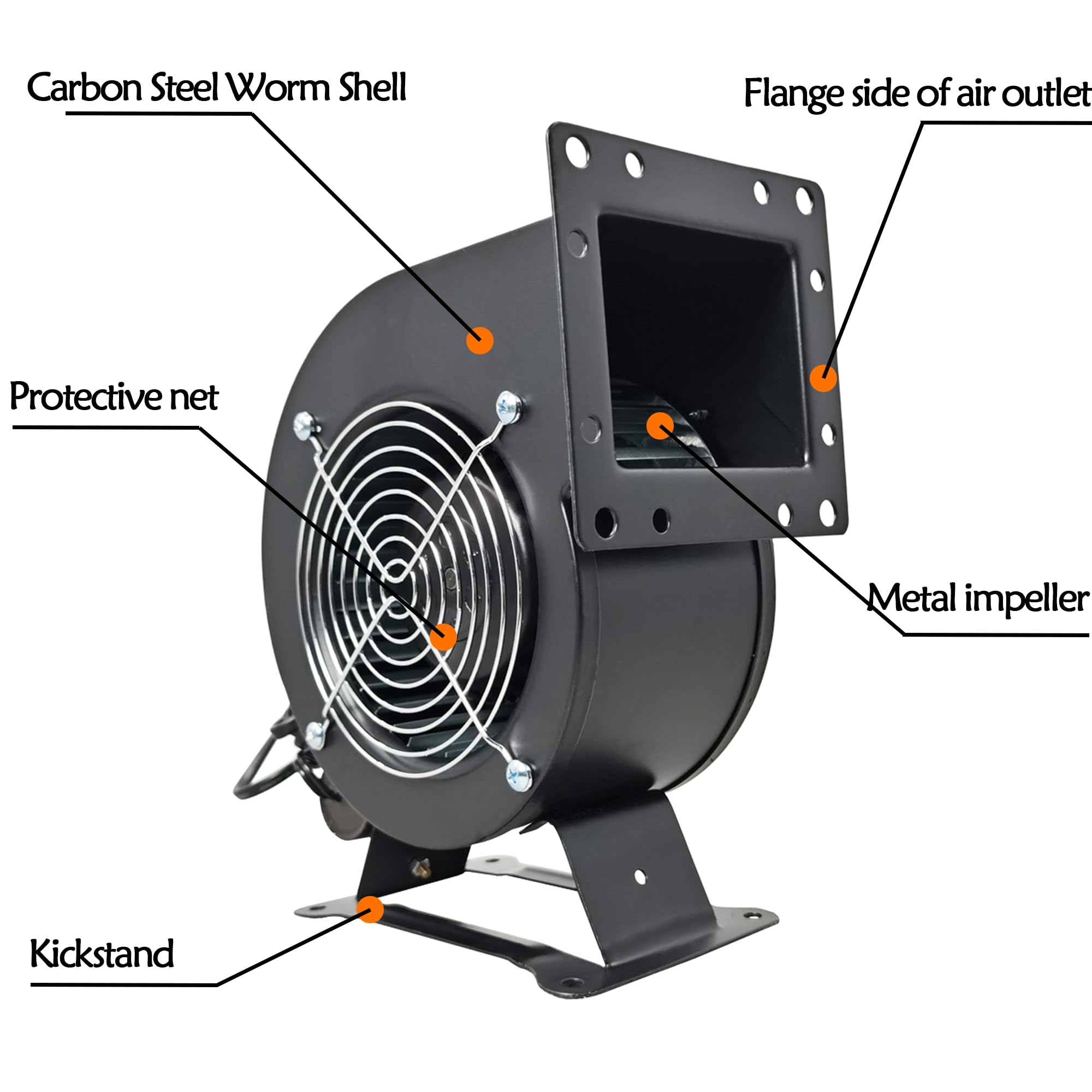 120W Small Centrifugal Blower Fan - 2600 RPM High Speed Airflow for Wood Boiler Furnace, Heat Dissipation & Air Purification | Compact Design for HVAC, Industrial Equipment & Home Ventilation Systems