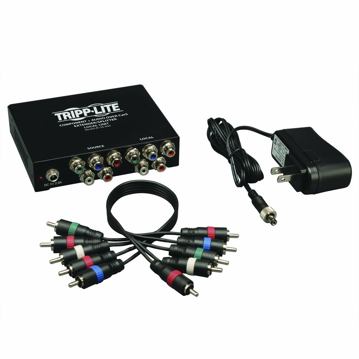 Tripp Lite 4-Port Component Video & Stereo Audio Extender Splitter Over Cat5/Cat6 - B136-004 Transmitter for Home Theater & Multi-Room AV Distribution