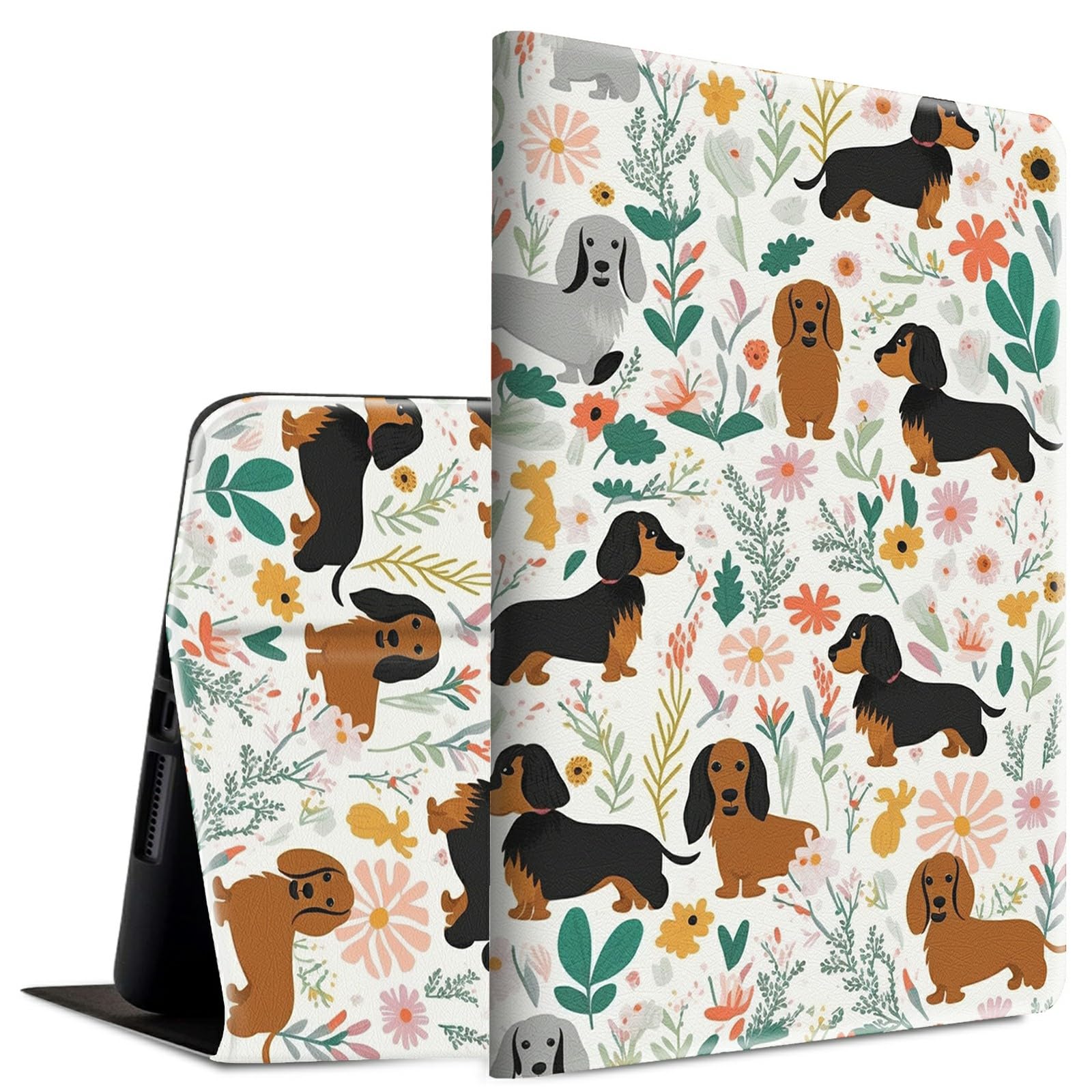 Premium Lightweight Smart Case for Kindle Fire HD 10 & 10 Plus (11th/13th Gen 2021/2023) - Auto Wake/Sleep, Adjustable Stand, Protective Cover with Cute Pink Flower Dog Pattern - Perfect for Reading, Travel & Home Use
