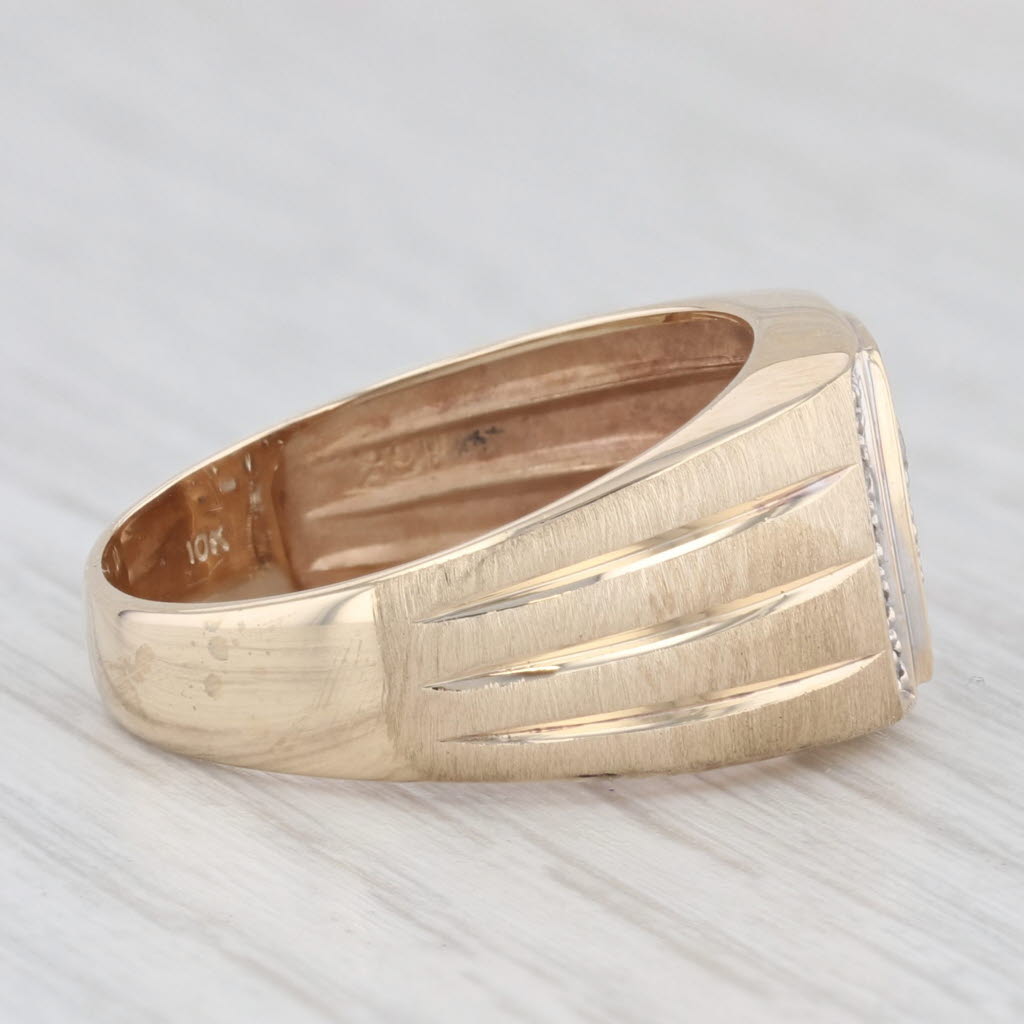 0.25ctw Diamond Cluster Men's Wedding Band Ring 10k Yellow Gold Size 10 Beveled Edge - Perfect for Engagement, Anniversary Gifts & Special Occasions