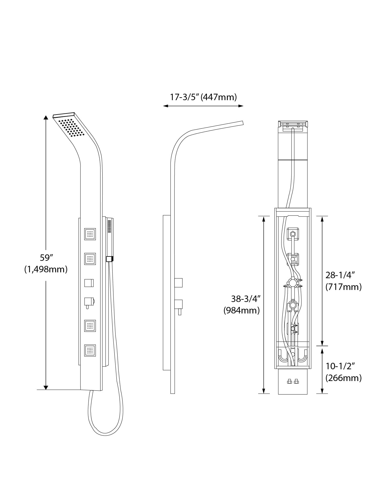 Blue Ocean 59 Inch Stainless Steel SPS8897 Shower Panel System with Rainfall Shower Head, Body Jets, and Handheld Shower Spray - Perfect for Luxury Bathroom Renovation & Spa-Like Shower Experience