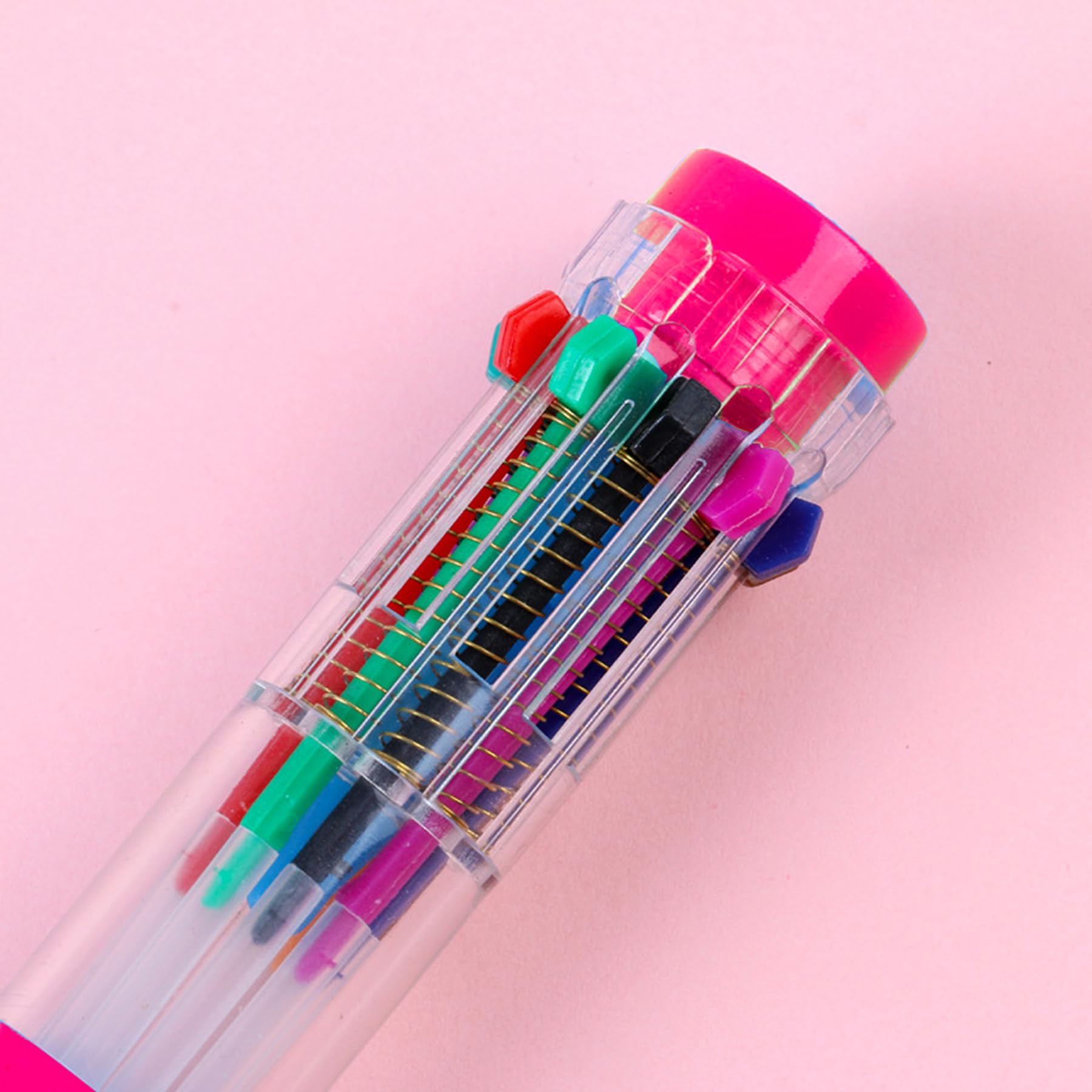 HeTaoCat 10-in-1 Multicolor Pens 3 Pack - 0.5mm Fine Point Retractable Ballpoint Pens with Transparent Barrel (10 Vibrant Colors) - Perfect for Office, School, Note Taking, Journaling & Art Projects