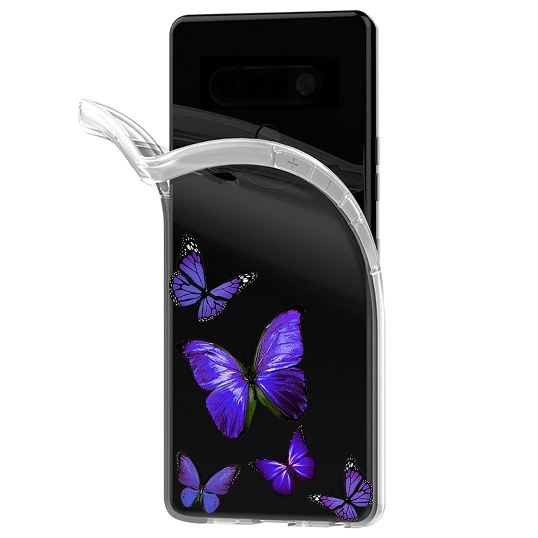 **Motorola Moto G Stylus 2021 Case - Slim Shockproof Clear TPU Protective Cover with Butterfly Pattern (Purple) - Durable Phone Case for Everyday Use & Travel**