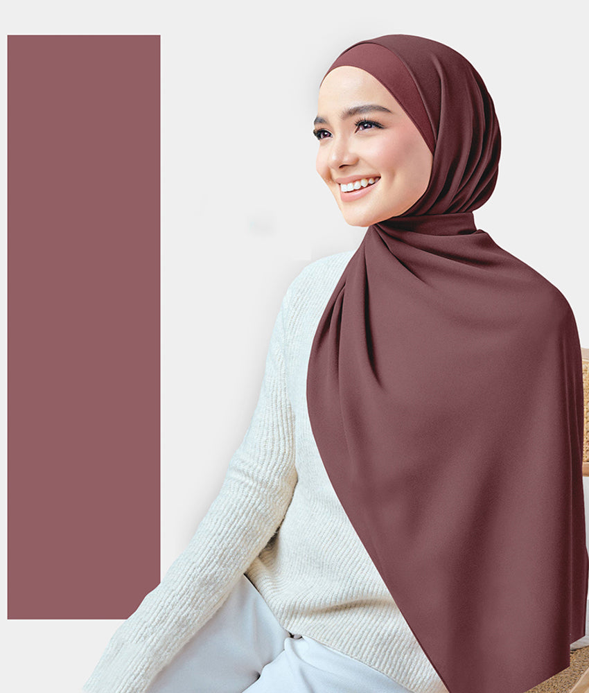 SA04 Dusty Purple Chiffon Plain Rectangular Hijab Scarf - Lightweight & Breathable for Daily Wear, Prayer, and Special Occasions