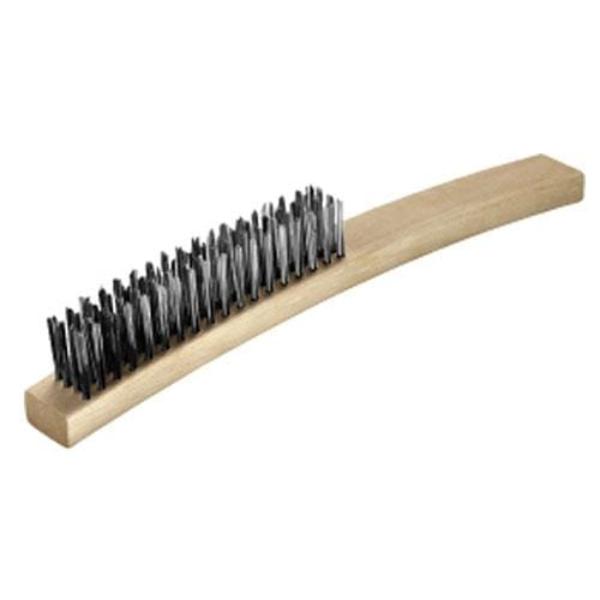 Oates 4 Row Extra Stiff Wire Brush - Heavy Duty Metal Cleaning Brush for Rust Removal, Paint Stripping & Surface Preparation - Ideal for Automotive, Welding & Industrial Use