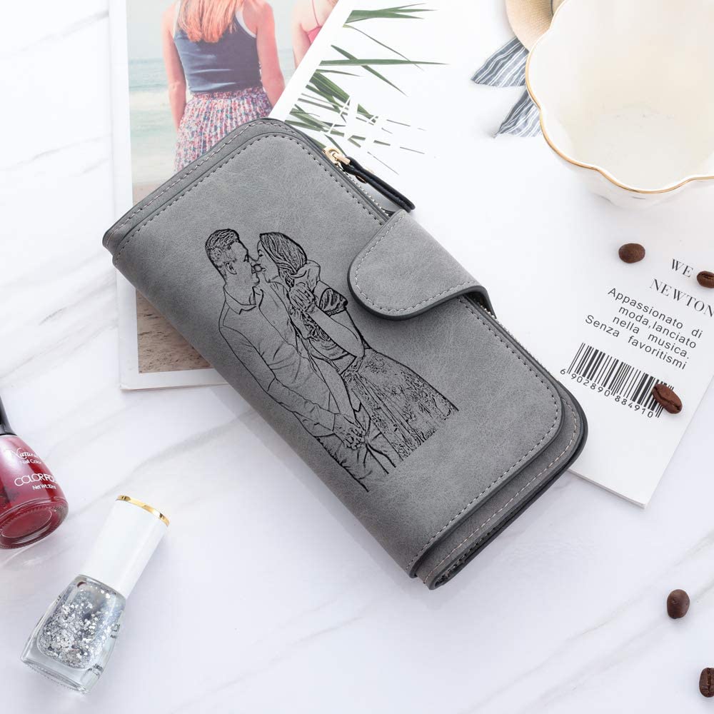 Custom Photo Wallet for Women - Personalized Leather Wallet with Engraving for Mom, Wife, Grandma | Perfect Gift for Mother's Day, Birthday, Anniversary, Valentine's Day & Graduation | Travel-Friendly RFID Blocking Wallet (Style 7) - Ideal for Daily Use, Travel & Special Occasions