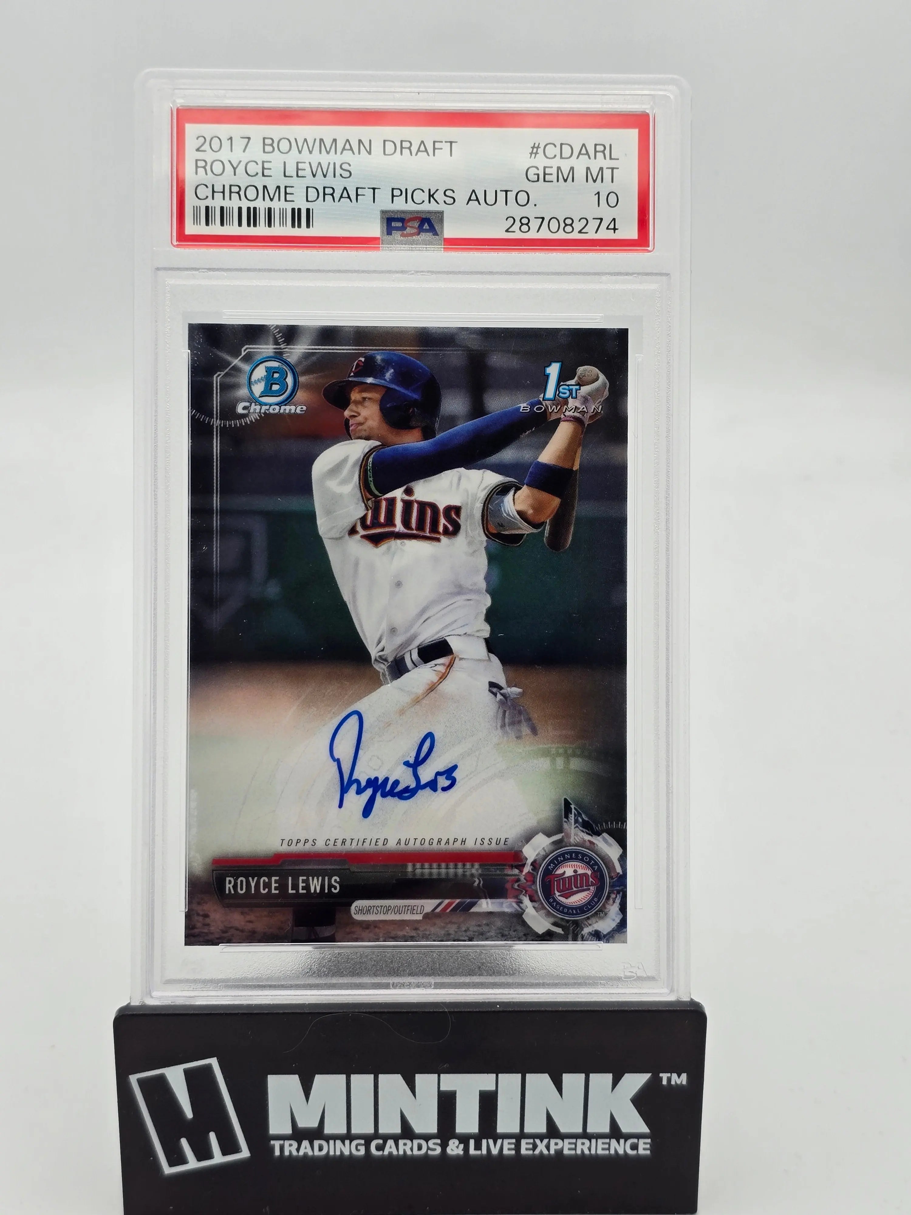 2017 Bowman Draft Chrome Royce Lewis Autograph Rookie Card PSA 10 Gem Mint - Perfect for Baseball Card Collectors & Investors