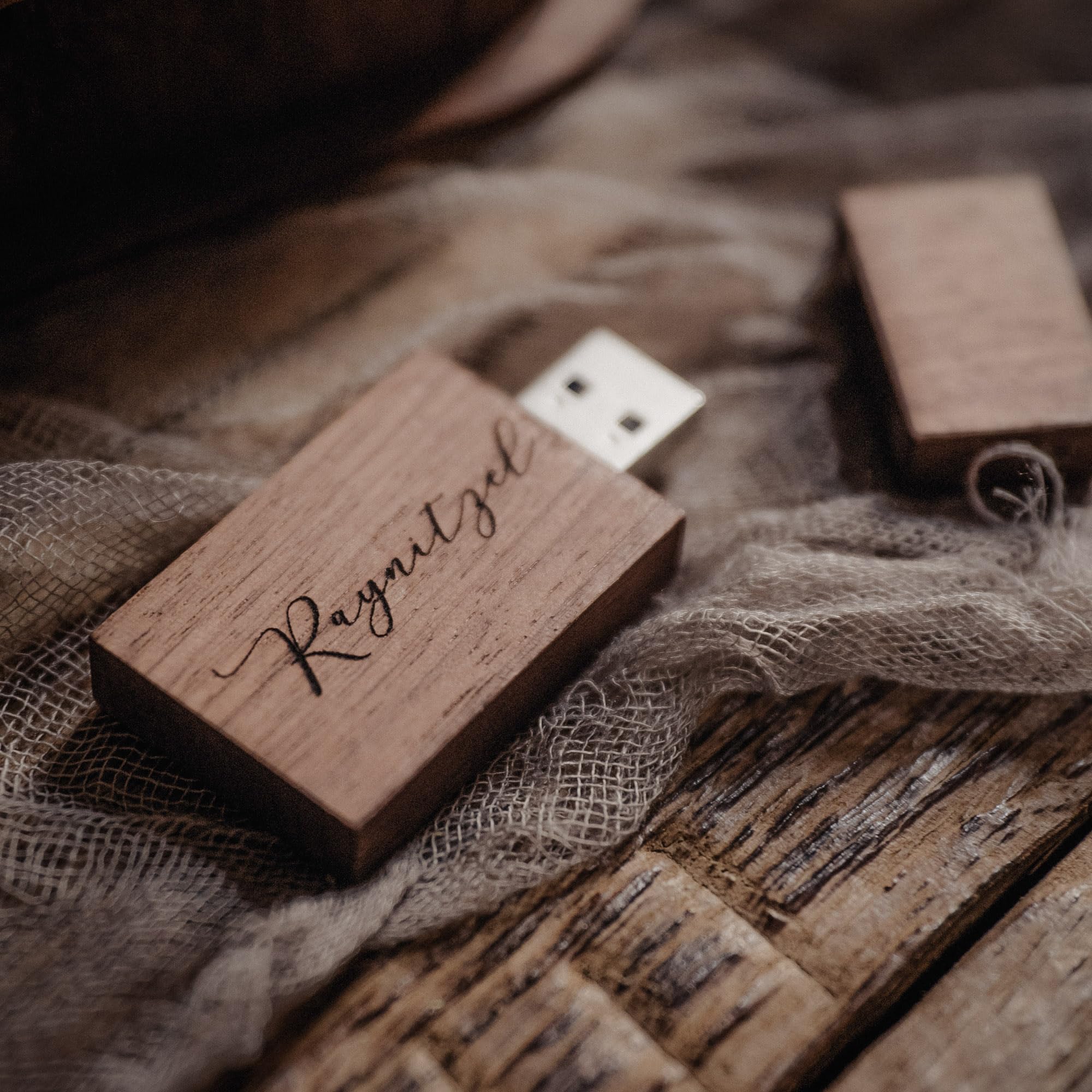 Personalized Wooden Wedding Photo Box with USB Drive - Custom Engraved Anniversary Gift for Couples - Walnut Keepsake Memory Box for 4x6