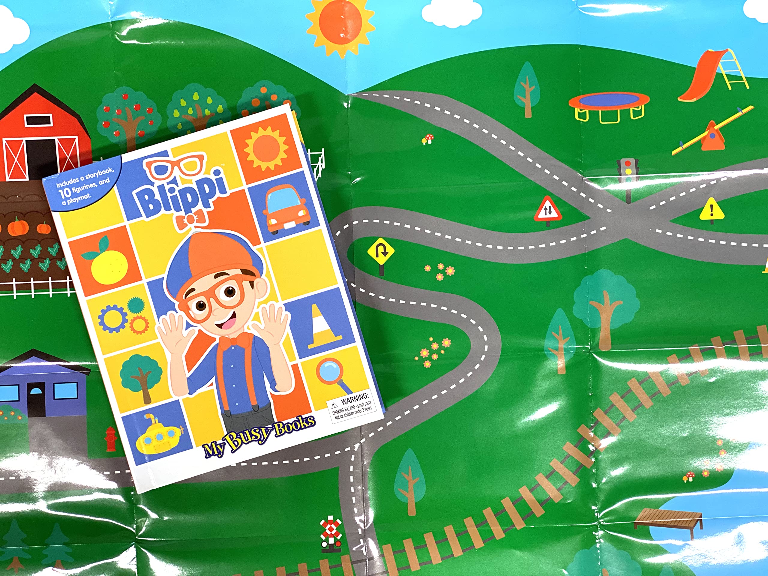 Blippi My Busy Books - Interactive Storybook with 10 Figurines & Playmat | Educational Toy for Kids | Perfect for Storytime, Imaginative Play & Learning Activities