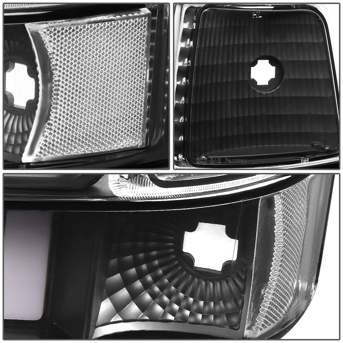 DNA MOTORING LED Light Bar for 92-96 F150 F250 F350 Bronco - Black/Clear - Off-Road & Night Driving