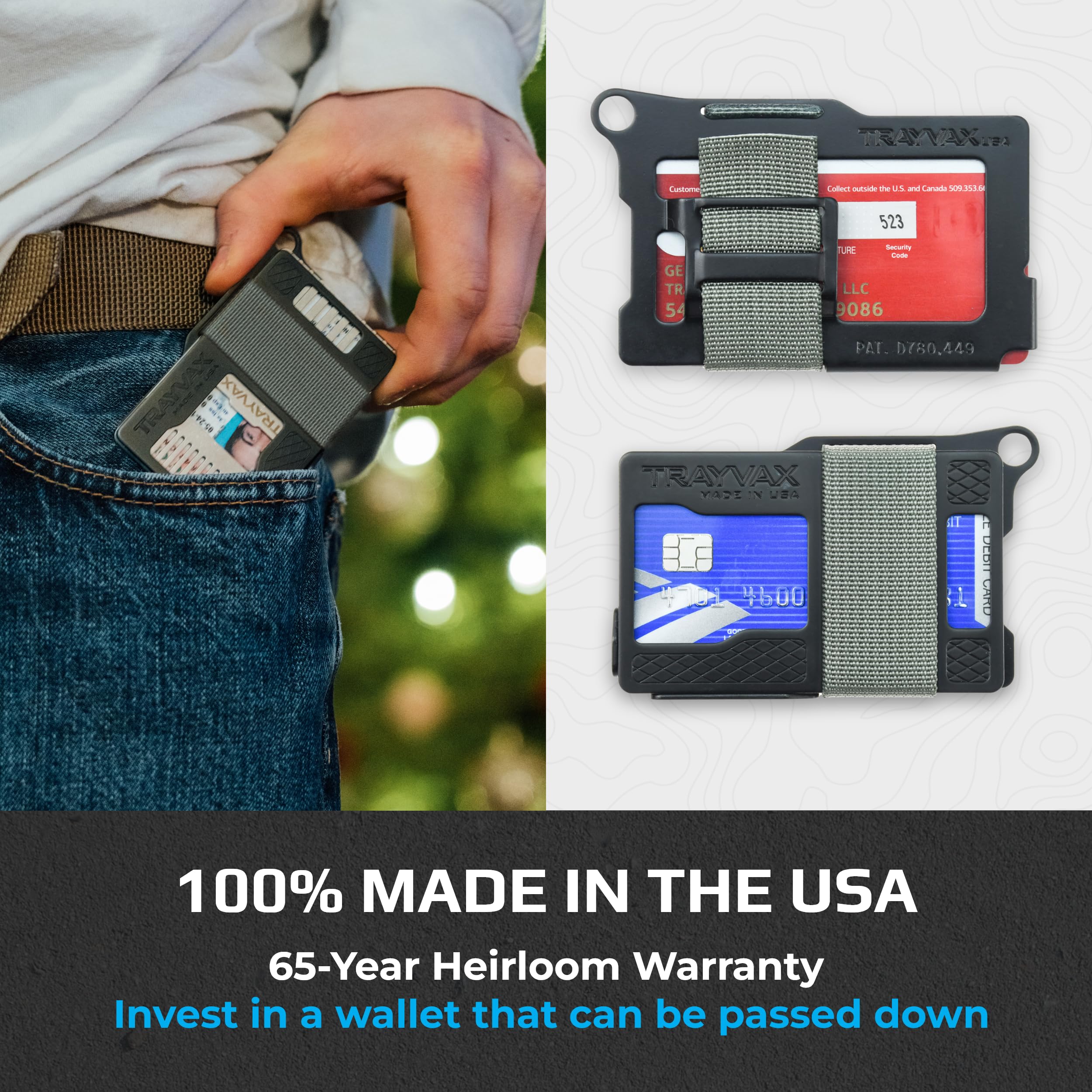 Trayvax Armored Summit RFID Blocking Front Pocket Wallet - Slim Metal Credit Card Holder with Money Clip for Men & Women | Perfect for Travel, Everyday Carry & Minimalist Lifestyle