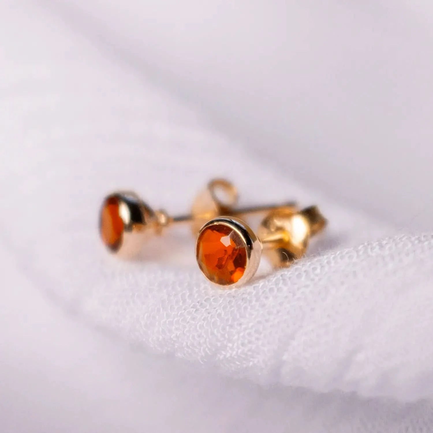 Carnelian Mini Stud Earrings - Rose Gold July Birthstone Jewelry for Women - Perfect for Gifts, Birthdays & Everyday Wear