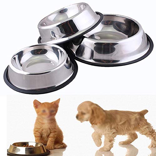 Hutishop2020 Stainless Steel Pet Bowl - Durable Non-Slip Dog & Cat Food Dish (2 Pack, 25.5cm) for Indoor/Outdoor Feeding - Perfect for Home, Travel & Camping