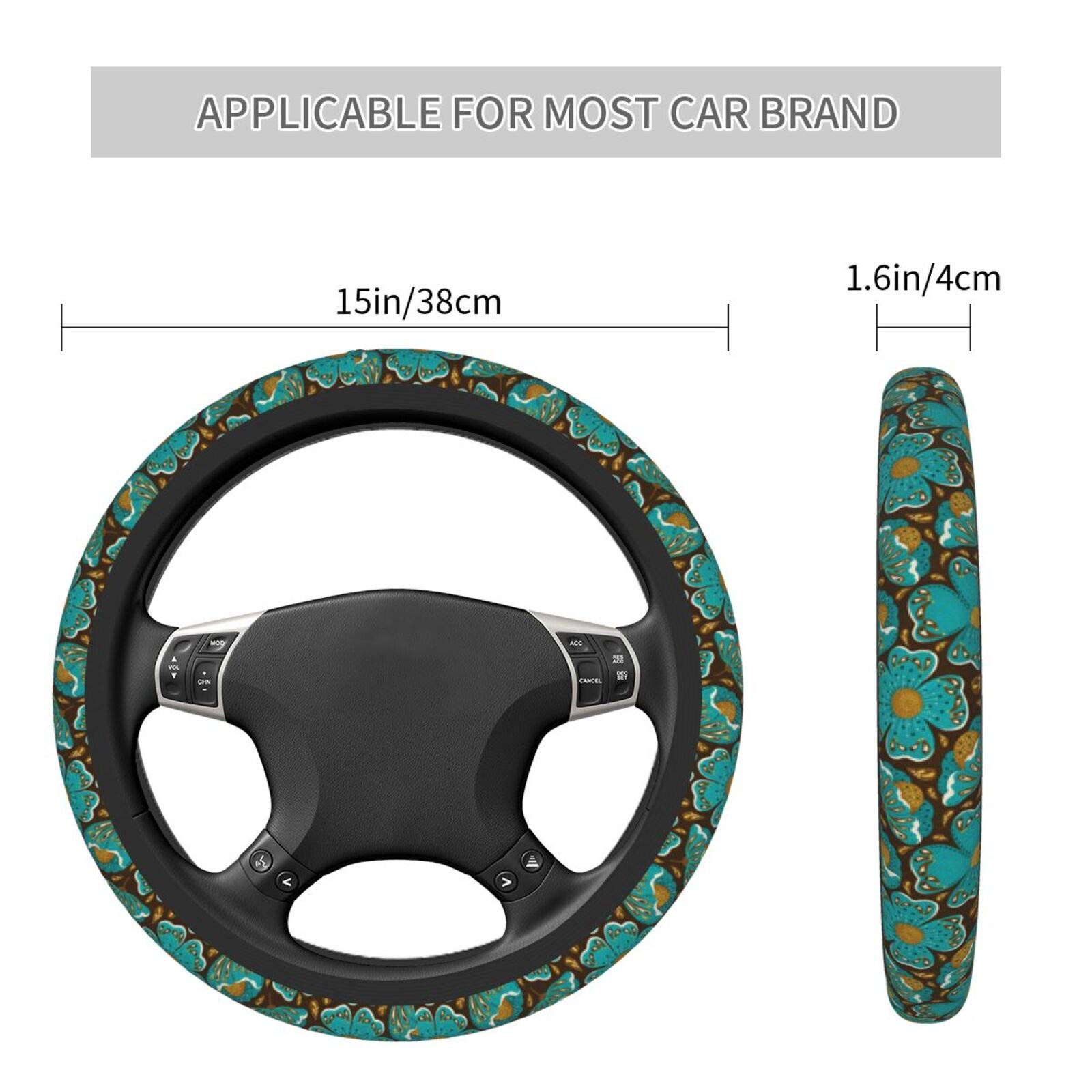 Floral Car Steering Wheel Cover - Universal 15 Inch Non-Slip Auto Accessory for Women & Men | Perfect for Daily Commute & Road Trips