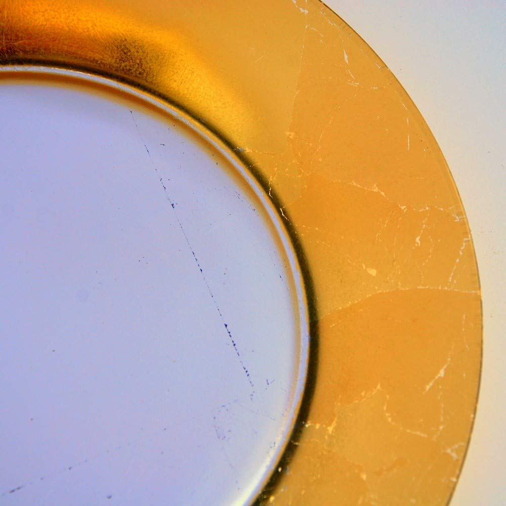 Red Pomegranate Gilded Eclipse Silver & Gold Salad Plates Set of 4 - 7.5 Inch Elegant Dinnerware for Fine Dining, Holiday Entertaining & Special Occasions