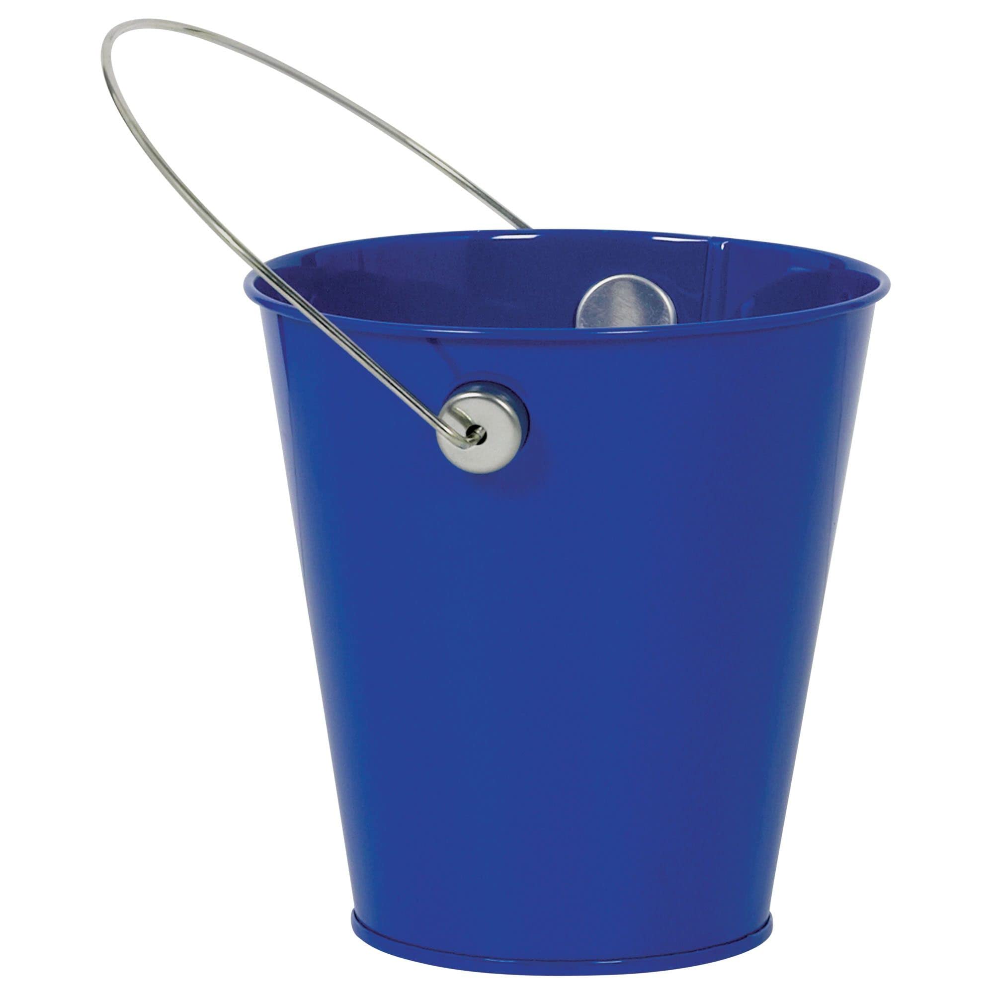 Royal Blue Metal Bucket Container - 1 Piece | Durable Galvanized Steel Pail for Home, Garden & Outdoor Storage | Perfect for Plants, Ice, Drinks & Decorative Use
