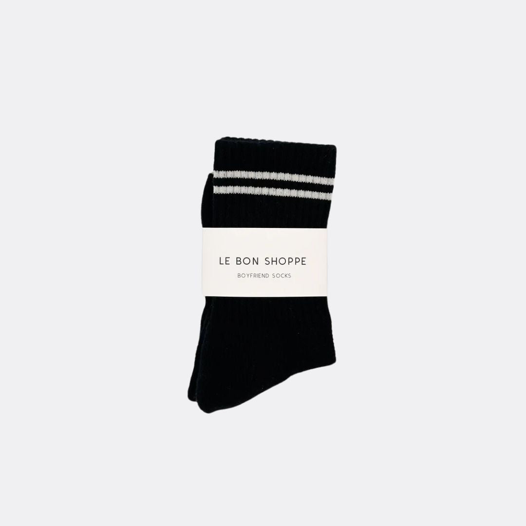 Comfortable Boyfriend Socks for Women - Soft Noir Cotton Crew Socks - Perfect for Lounge, Sleep & Gifts